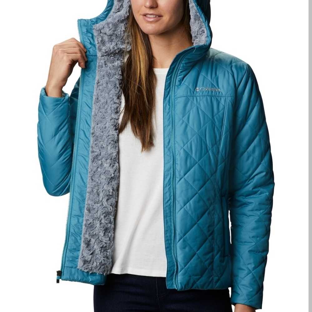 Columbia Cooper Crest Hooded Teal Insulated zip up jacket small